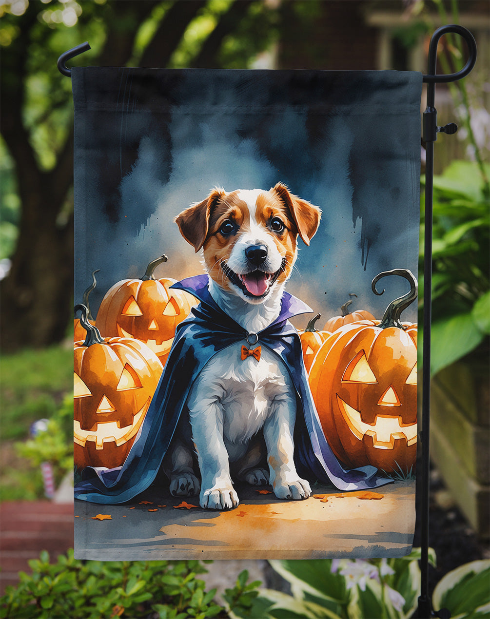 Jack Russell Terrier Puppy Halloween Garden Flag