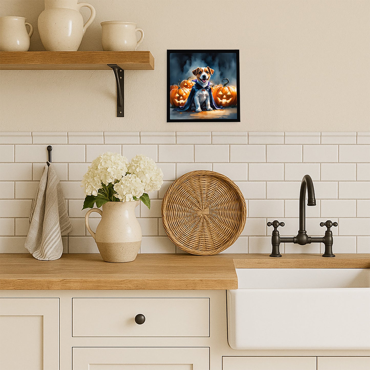 Jack Russell Terrier Puppy Halloween Framed Metal Print