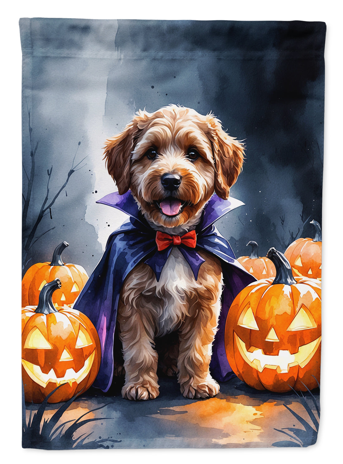 Buy this Chocolate Labradoodle Puppy Halloween House Flag