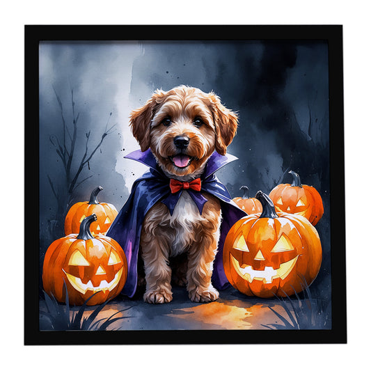 Buy this Chocolate Labradoodle Puppy Halloween Framed Metal Print