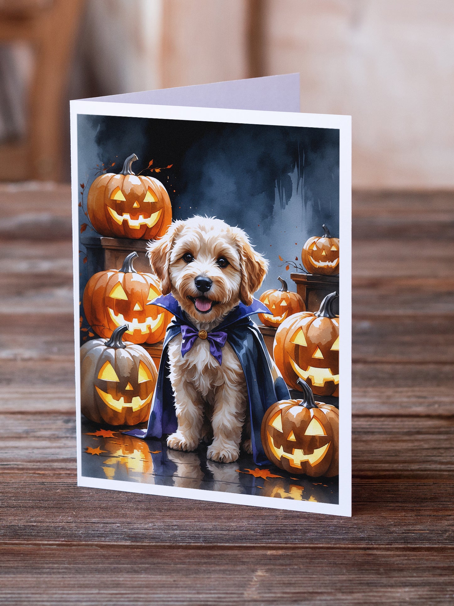 Labradoodle Puppy Halloween Greeting Cards Pack of 8