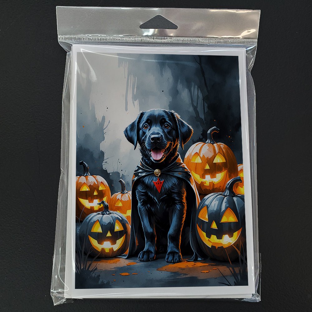 Black Labrador Retriever Puppy Halloween Greeting Cards Pack of 8