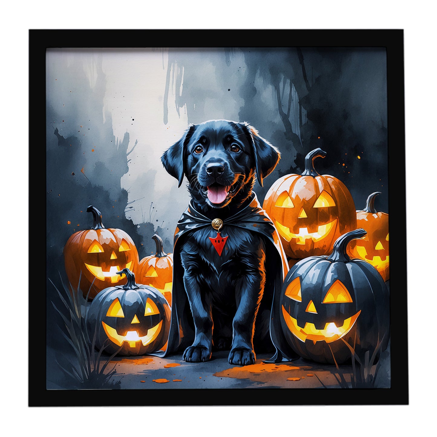 Buy this Black Labrador Retriever Puppy Halloween Framed Metal Print