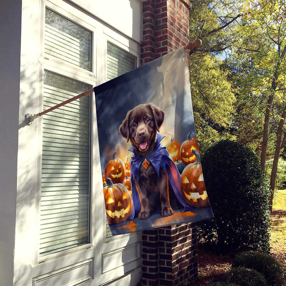 Chocolate Labrador Retriever Puppy Halloween House Flag