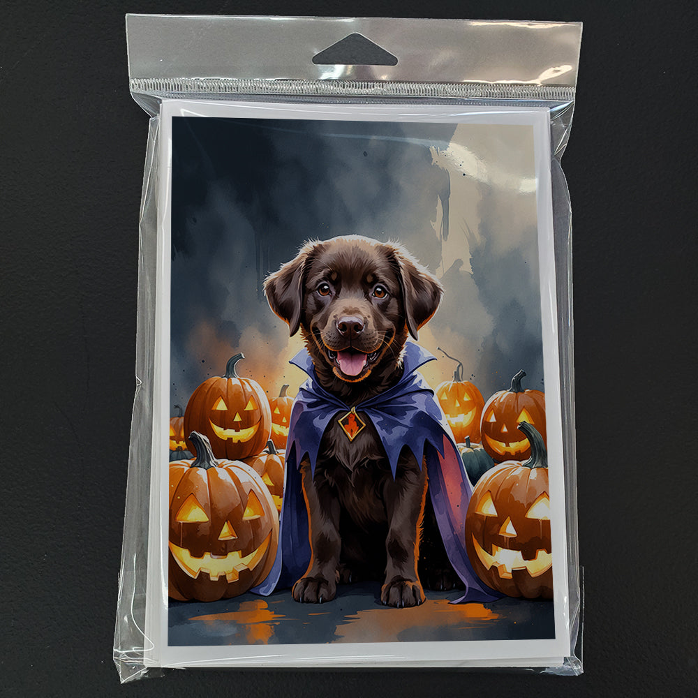 Chocolate Labrador Retriever Puppy Halloween Greeting Cards Pack of 8