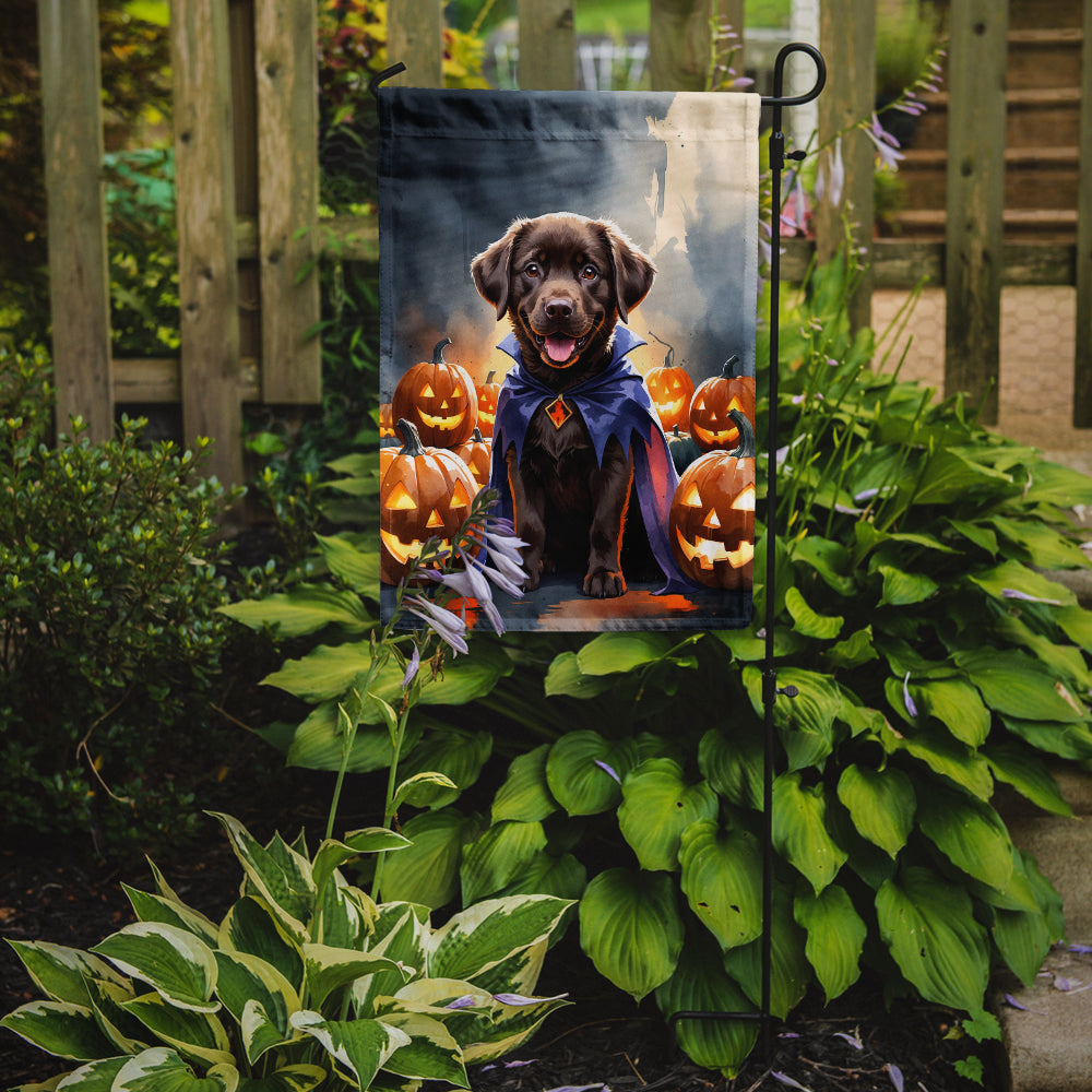 Chocolate Labrador Retriever Puppy Halloween Garden Flag