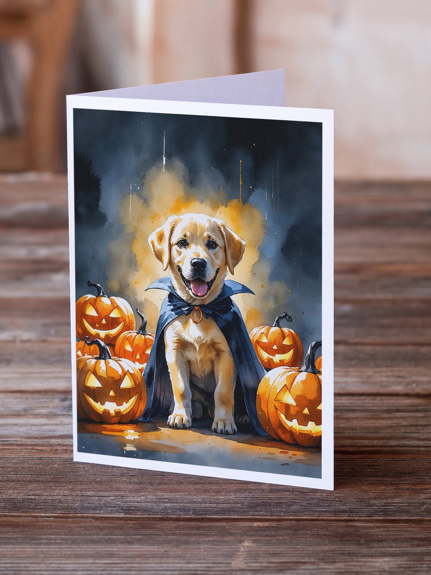Yellow Labrador Retriever Puppy Halloween Greeting Cards Pack of 8