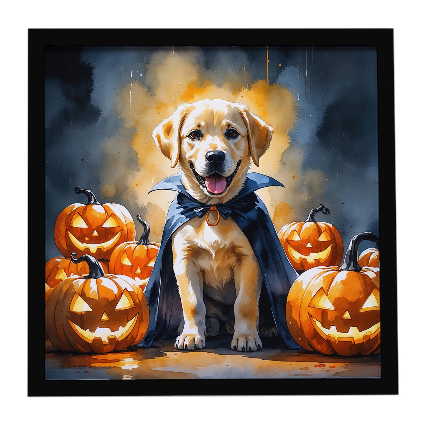 Buy this Yellow Labrador Retriever Puppy Halloween Framed Metal Print