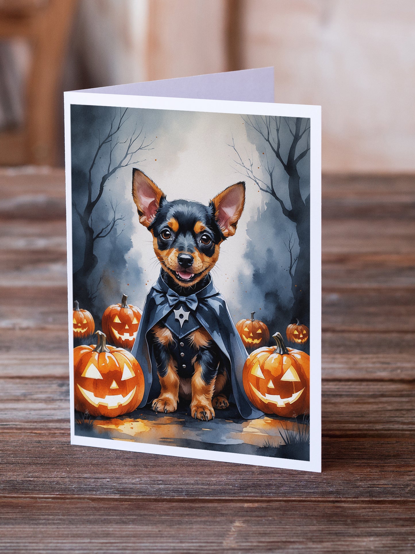Miniature Pinscher Puppy Halloween Greeting Cards Pack of 8