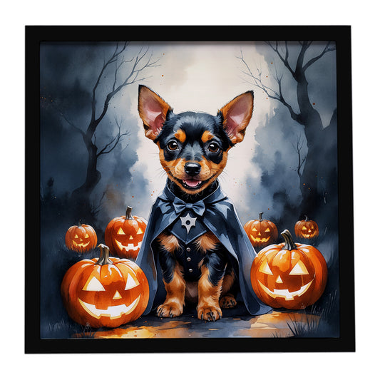 Buy this Miniature Pinscher Puppy Halloween Framed Metal Print