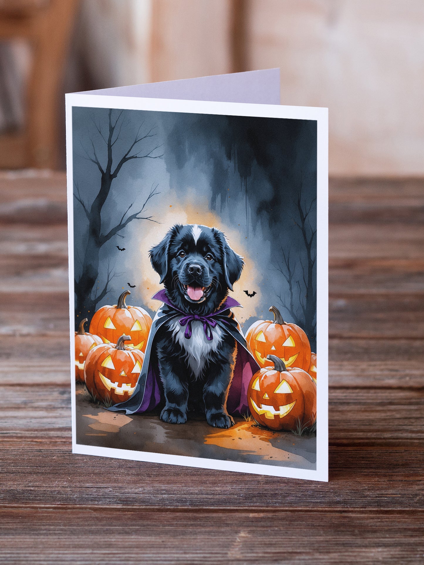 Newfoundland Puppy Halloween Greeting Cards Pack of 8