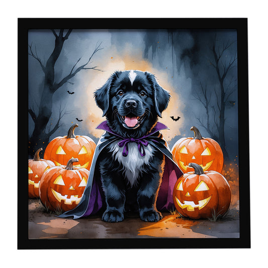 Buy this Newfoundland Puppy Halloween Framed Metal Print