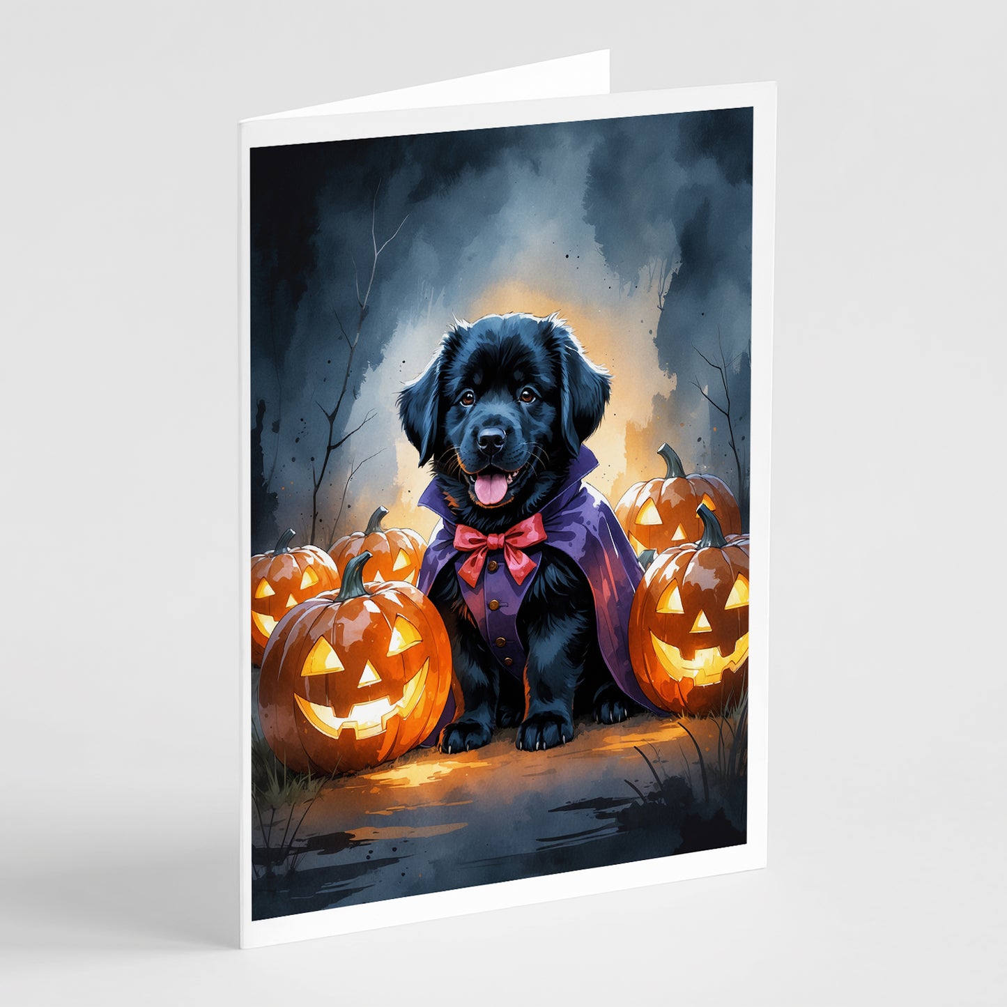 Buy this Black Newfoundland Puppy Halloween Greeting Cards Pack of 8