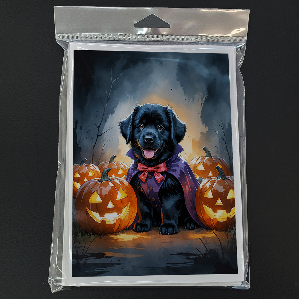 Black Newfoundland Puppy Halloween Greeting Cards Pack of 8