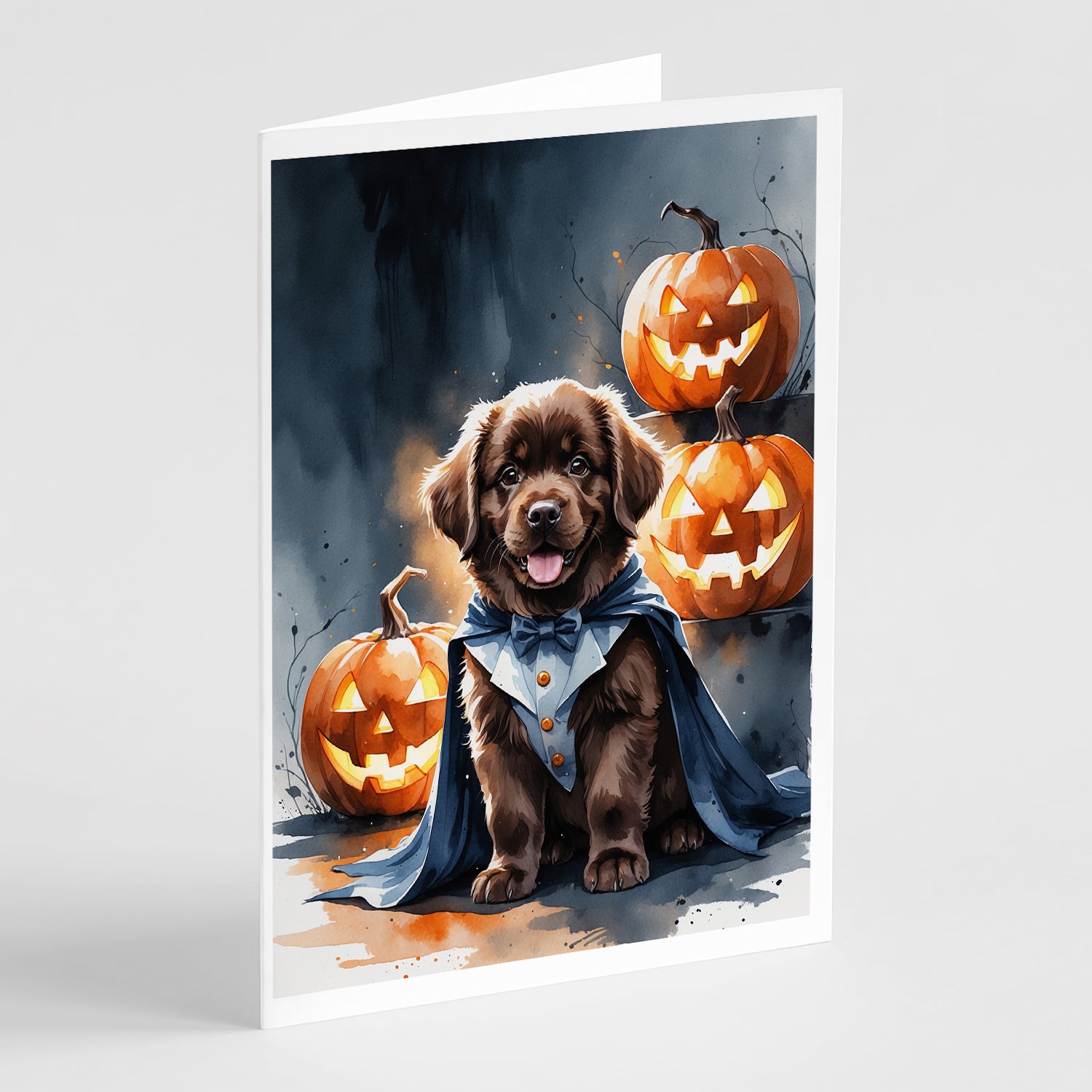 Buy this Chocolate Newfoundland Puppy Halloween Greeting Cards Pack of 8