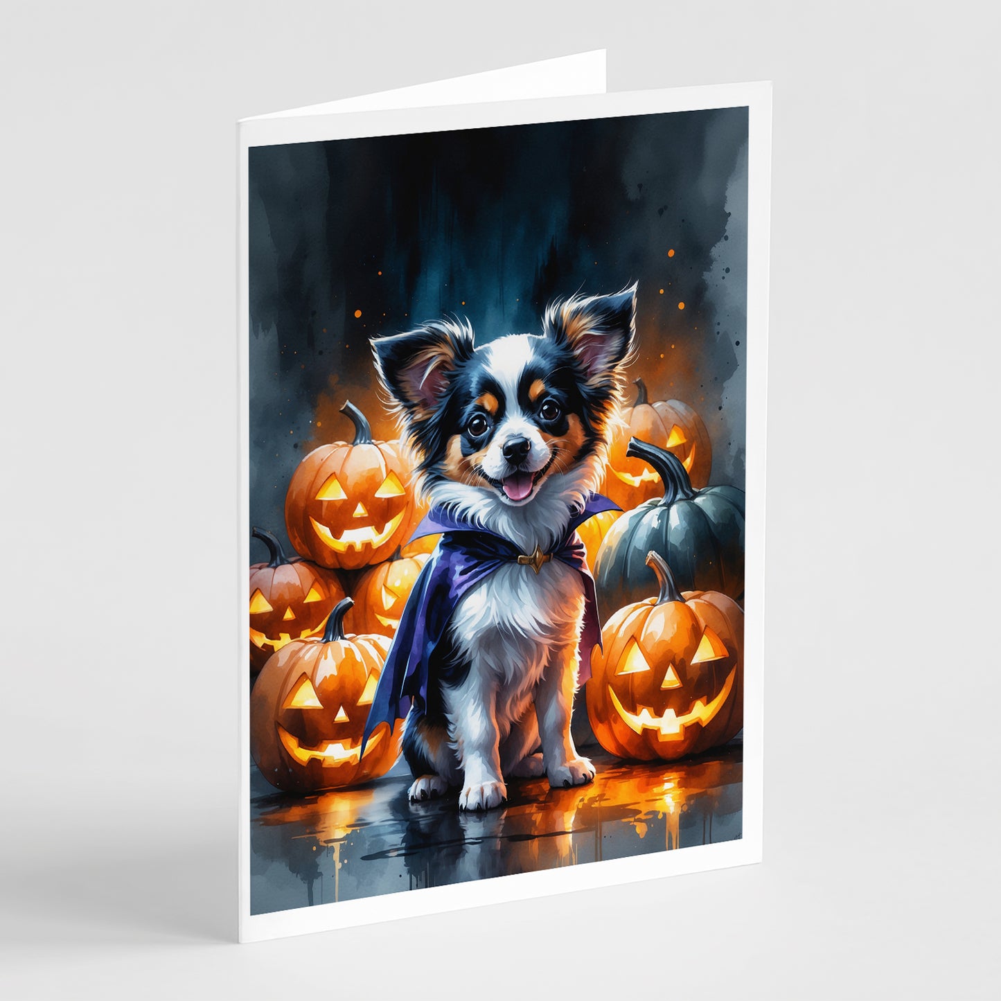 Buy this Tricolor Papillon Puppy Halloween Greeting Cards Pack of 8