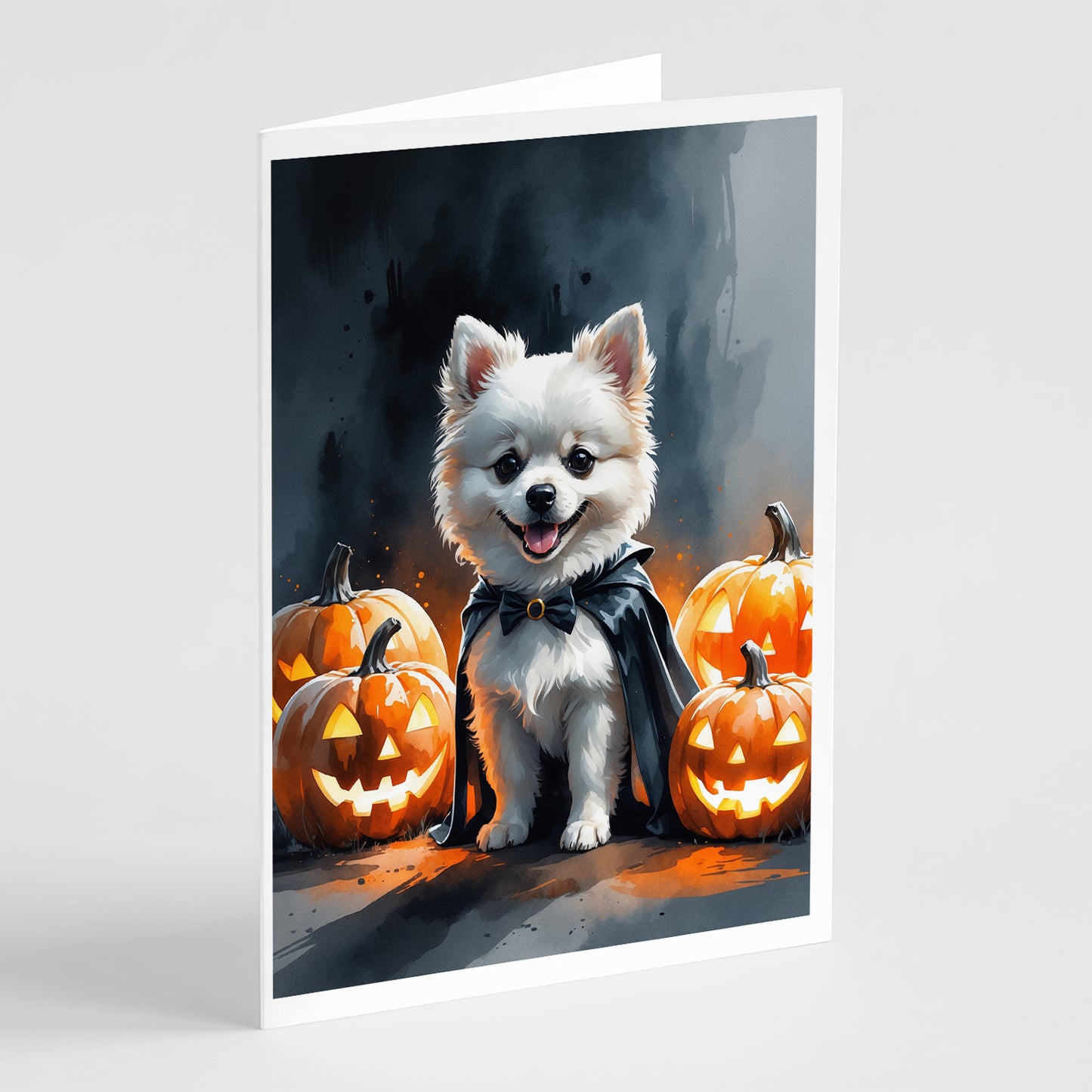 Buy this White Pomeranian Puppy Halloween Greeting Cards Pack of 8