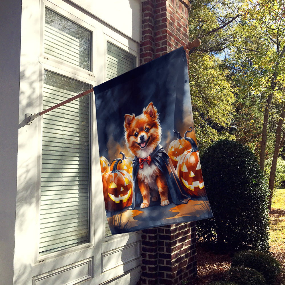 Pomeranian Puppy Halloween House Flag