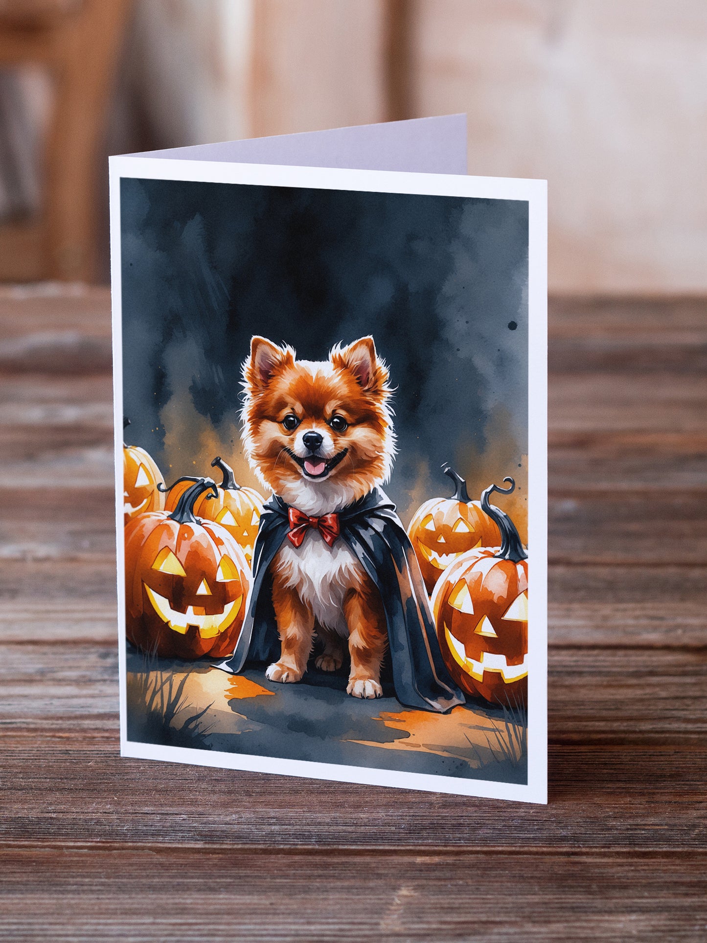 Pomeranian Puppy Halloween Greeting Cards Pack of 8