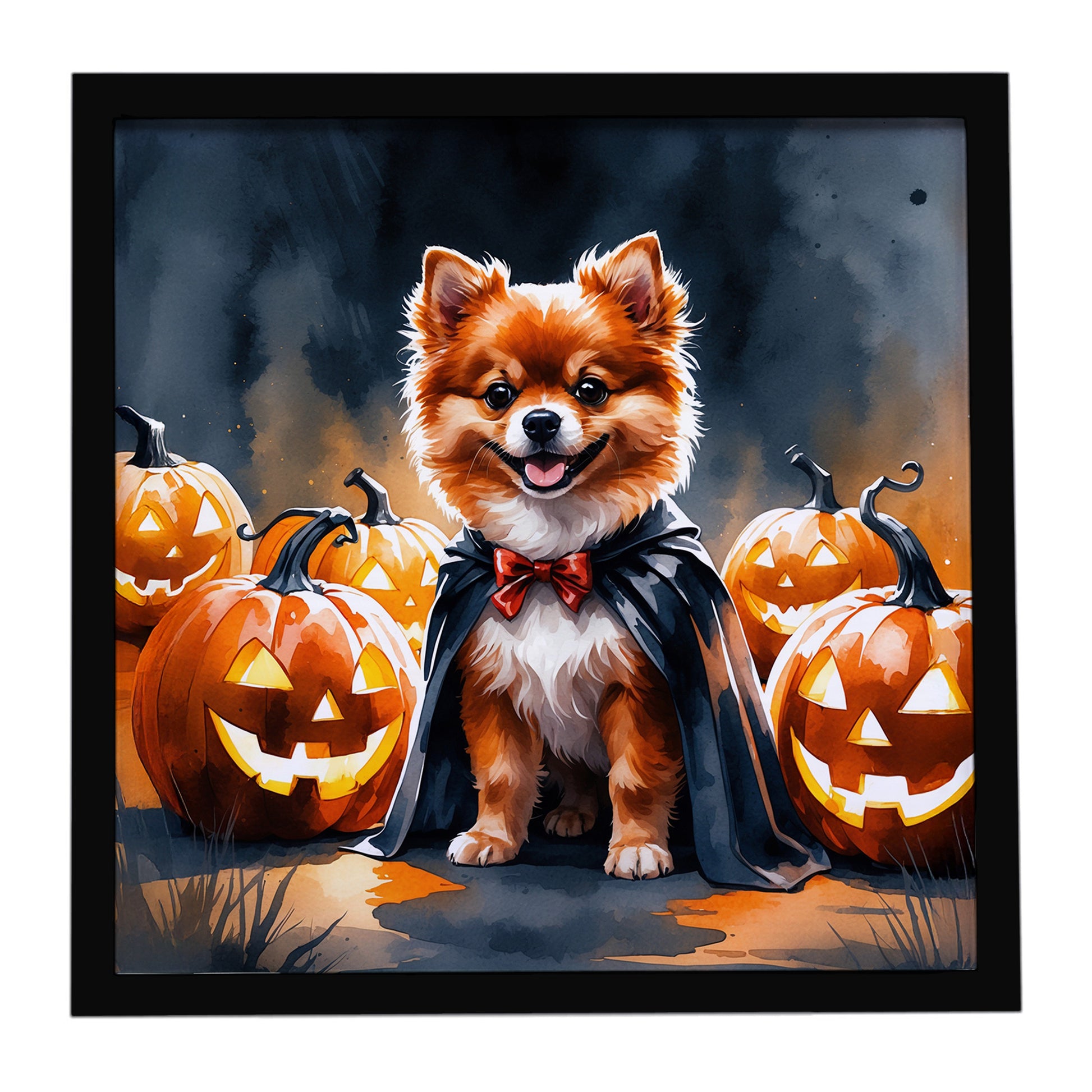 Buy this Pomeranian Puppy Halloween Framed Metal Print