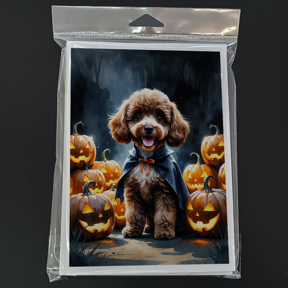 Chocolate Poodle Puppy Halloween Greeting Cards Pack of 8