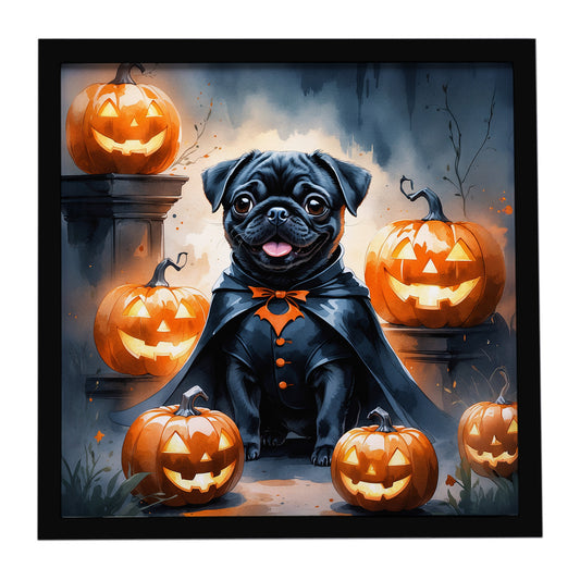 Buy this Black Pug Puppy Halloween Framed Metal Print