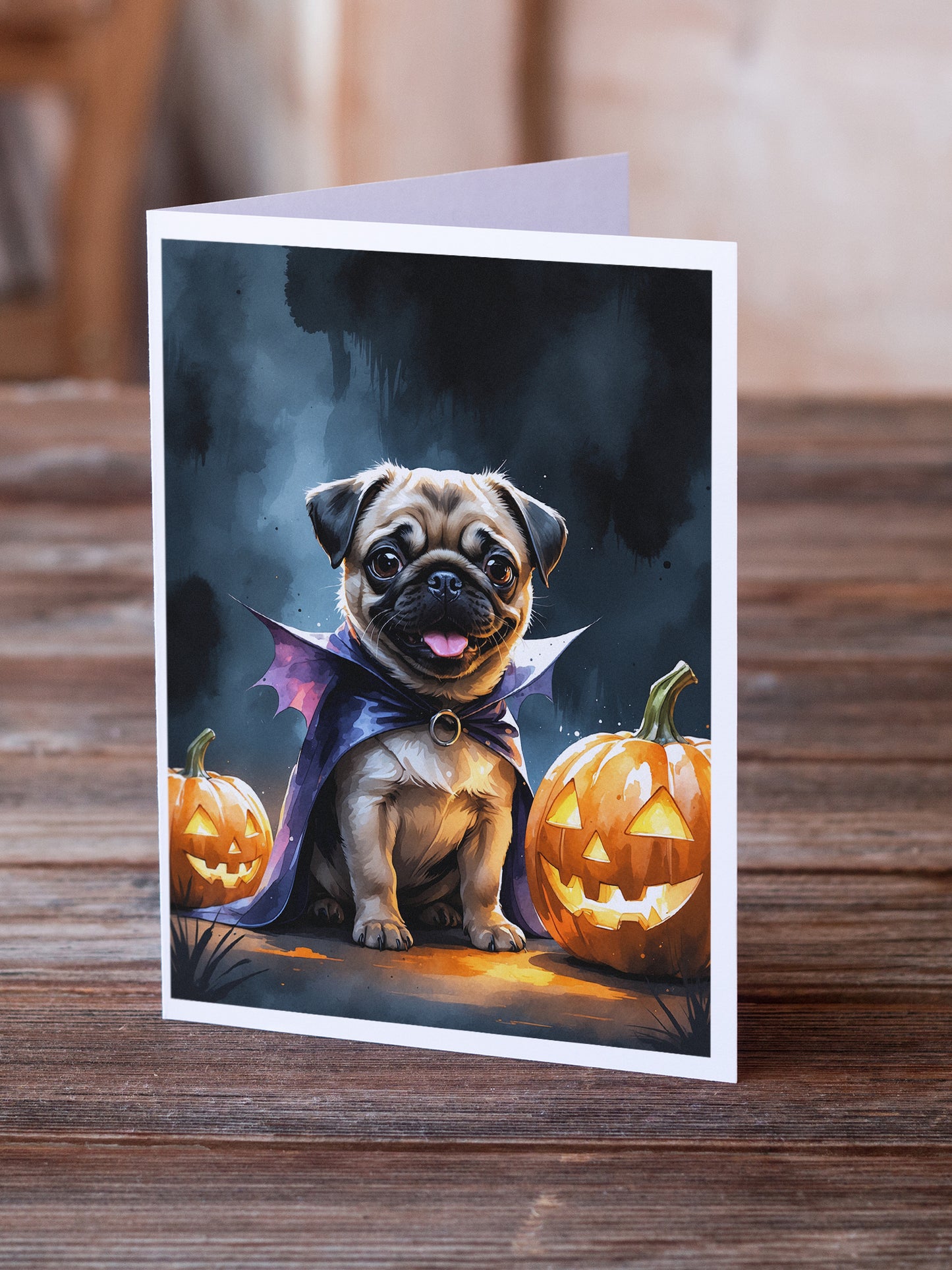 Pug Puppy Halloween Greeting Cards Pack of 8