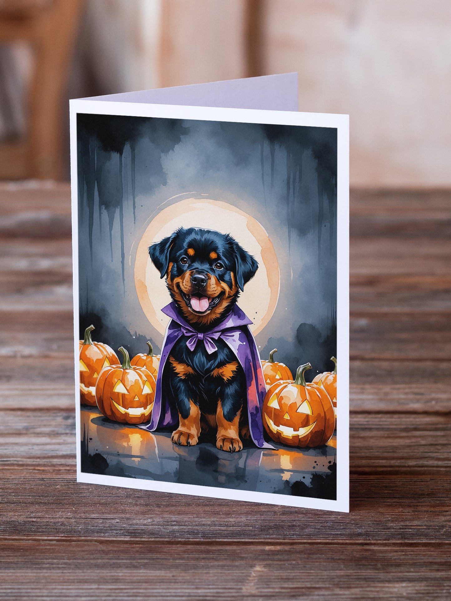 Rottweiler Puppy Halloween Greeting Cards Pack of 8