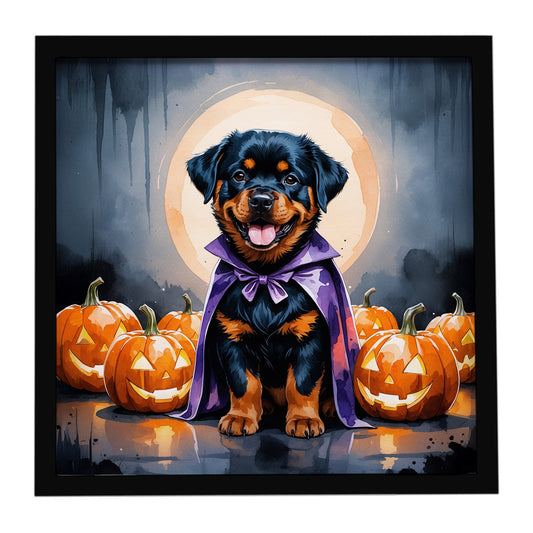 Buy this Rottweiler Puppy Halloween Framed Metal Print