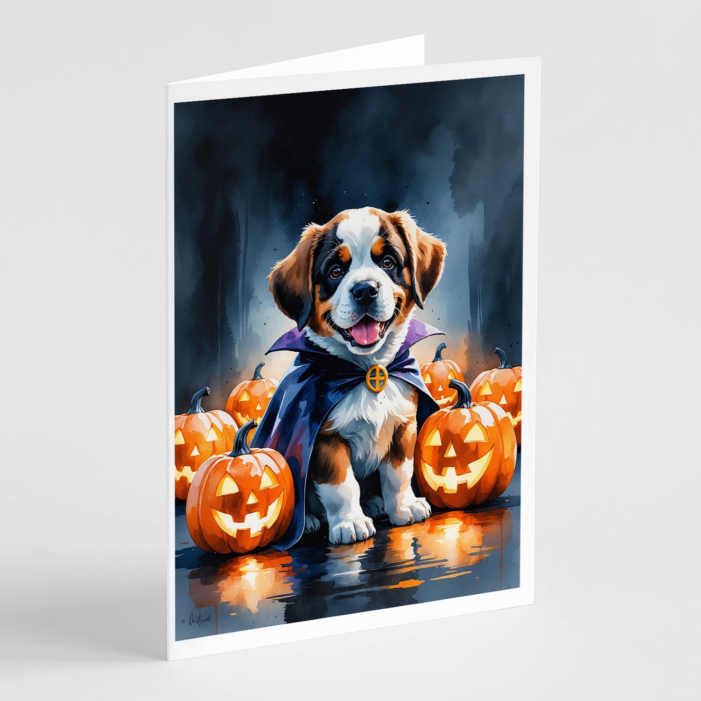 Buy this Saint Bernard Puppy Halloween Greeting Cards Pack of 8