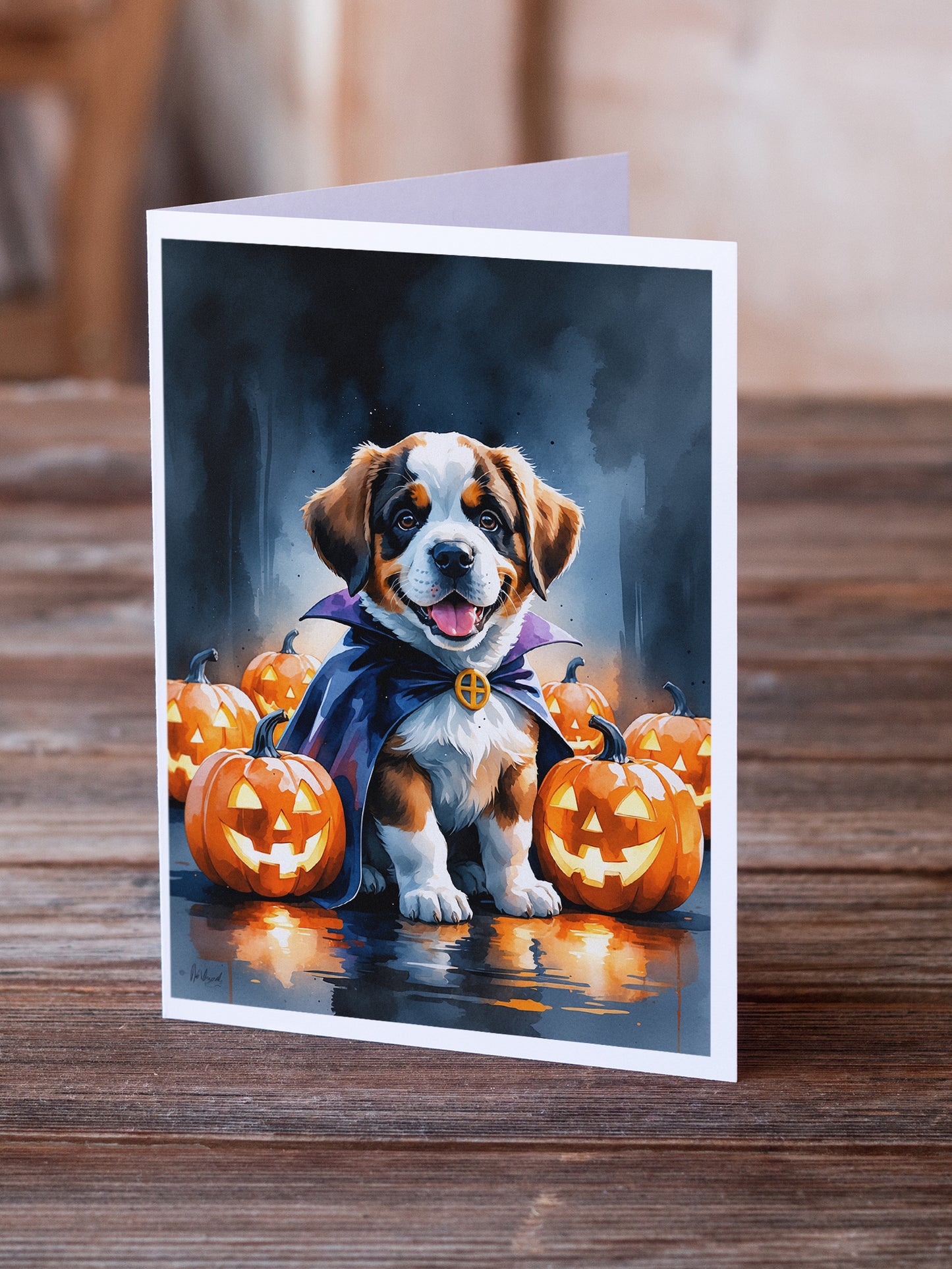 Saint Bernard Puppy Halloween Greeting Cards Pack of 8