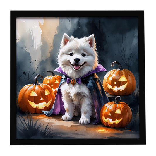 Buy this Samoyed Puppy Halloween Framed Metal Print