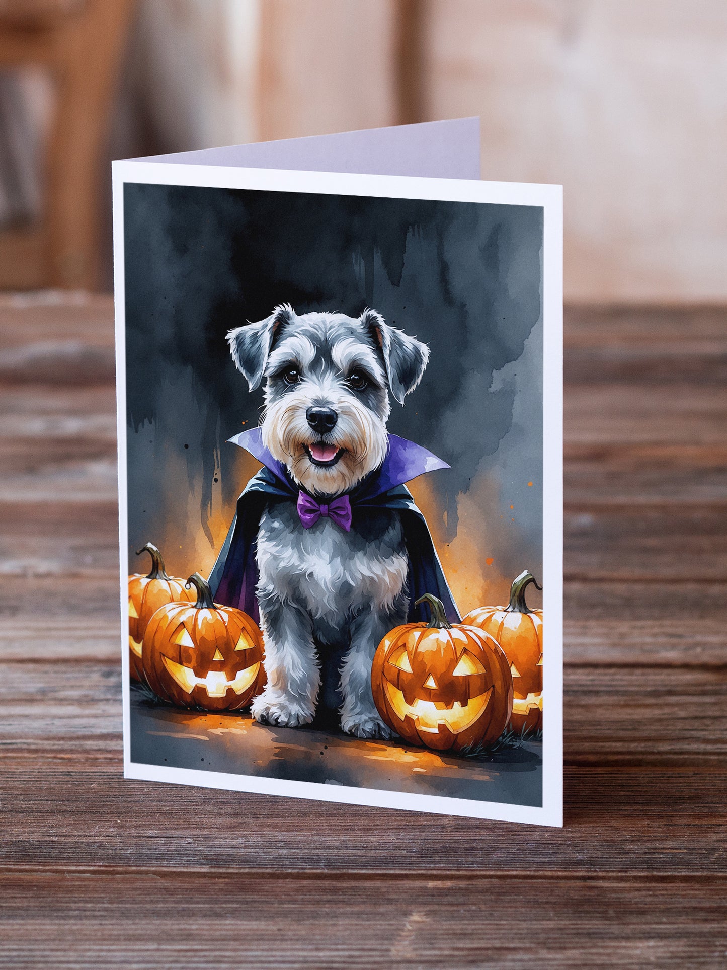 Schnauzer Puppy Halloween Greeting Cards Pack of 8