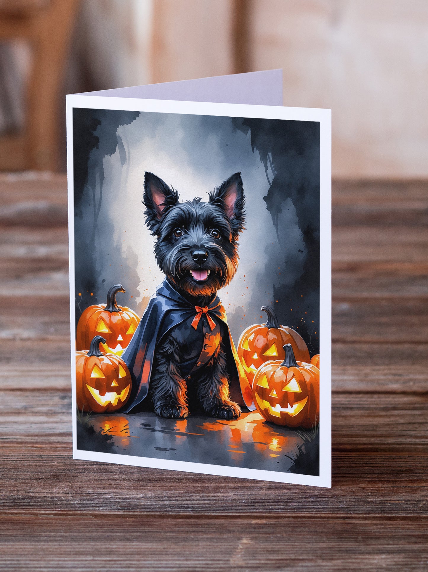 Scottish Terrier Puppy Halloween Greeting Cards Pack of 8