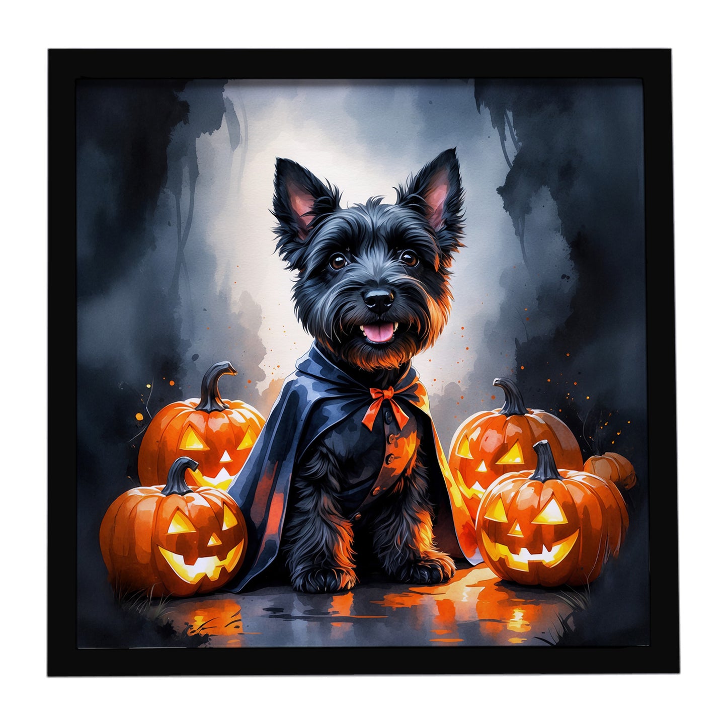 Buy this Scottish Terrier Puppy Halloween Framed Metal Print