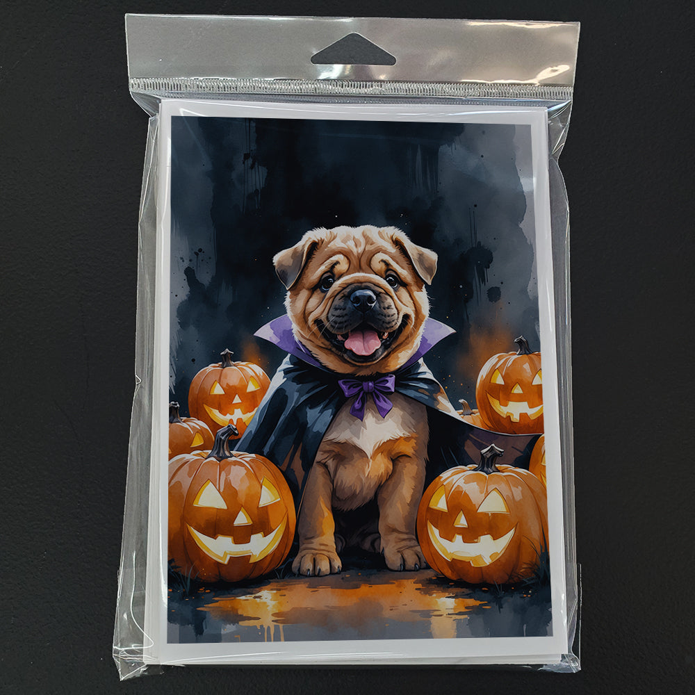 Shar Pei Puppy Halloween Greeting Cards Pack of 8