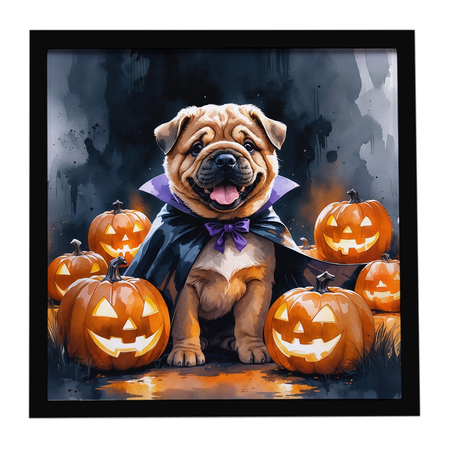 Buy this Shar Pei Puppy Halloween Framed Metal Print