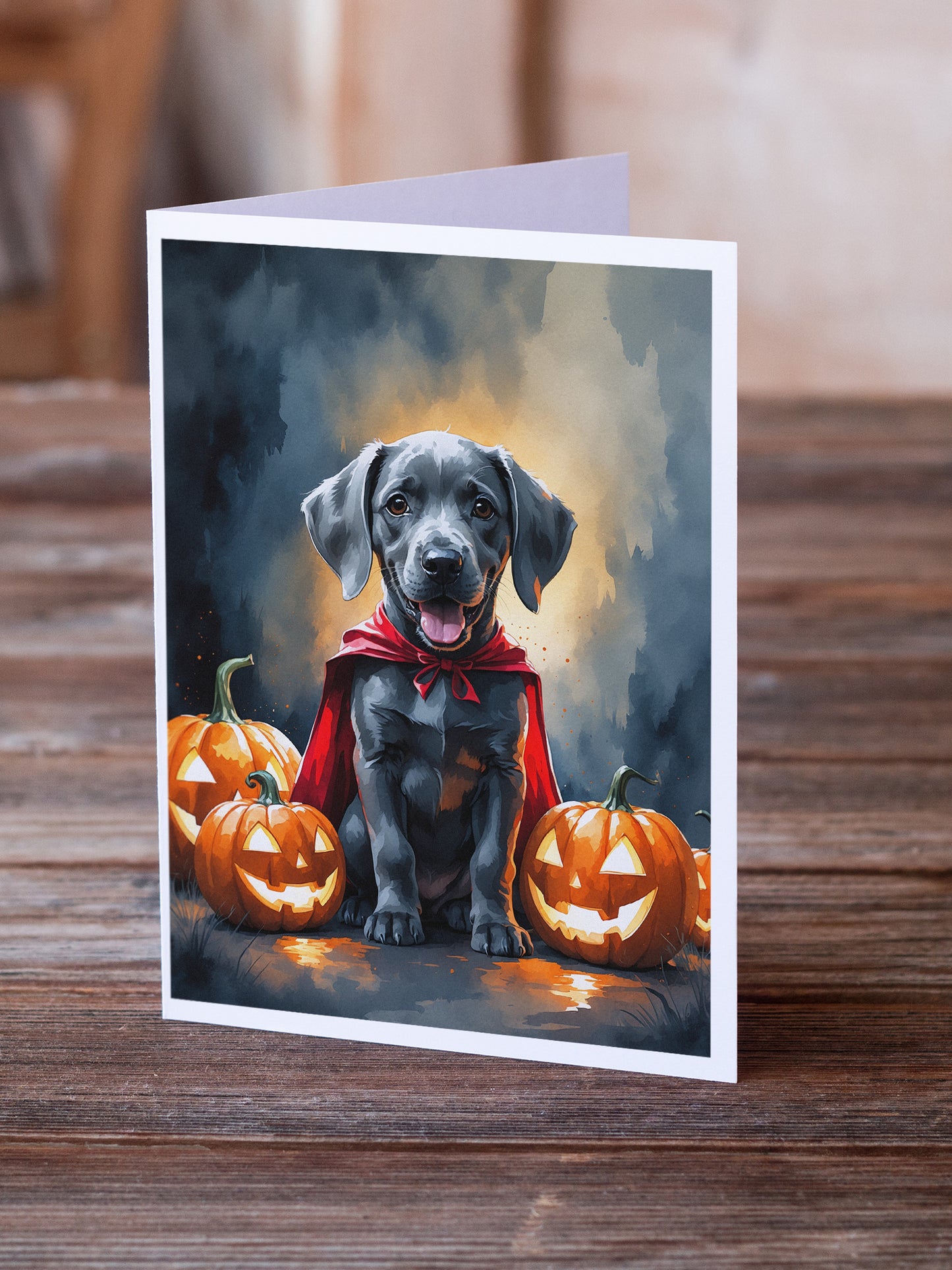 Weimaraner Puppy Halloween Greeting Cards Pack of 8