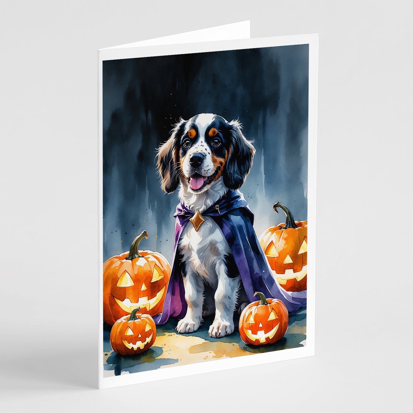 Buy this Welsh Springer Spaniel Puppy Halloween Greeting Cards Pack of 8