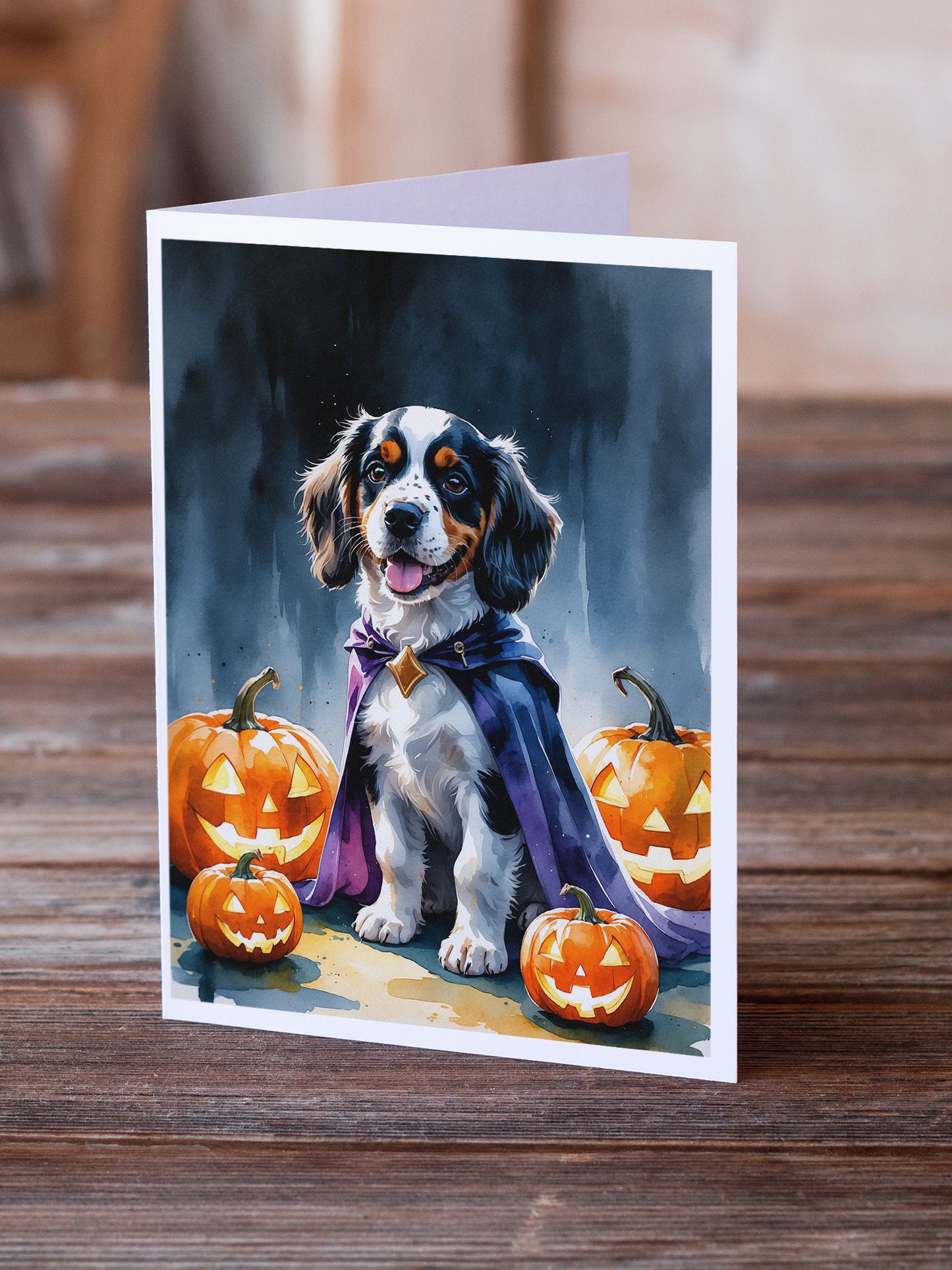Welsh Springer Spaniel Puppy Halloween Greeting Cards Pack of 8