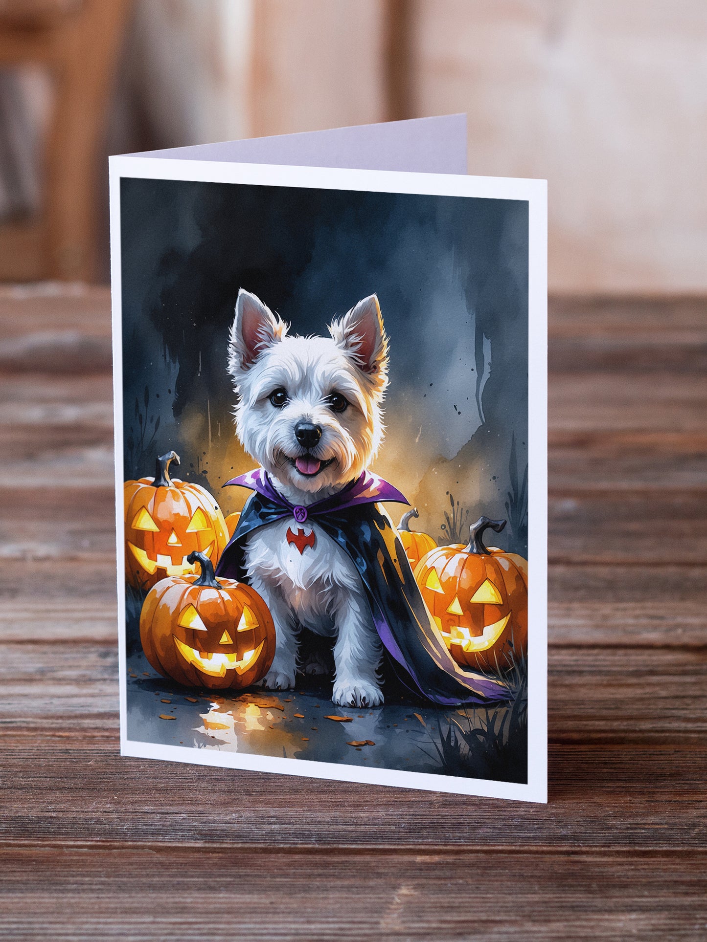 Westie Spaniel Puppy Halloween Greeting Cards Pack of 8