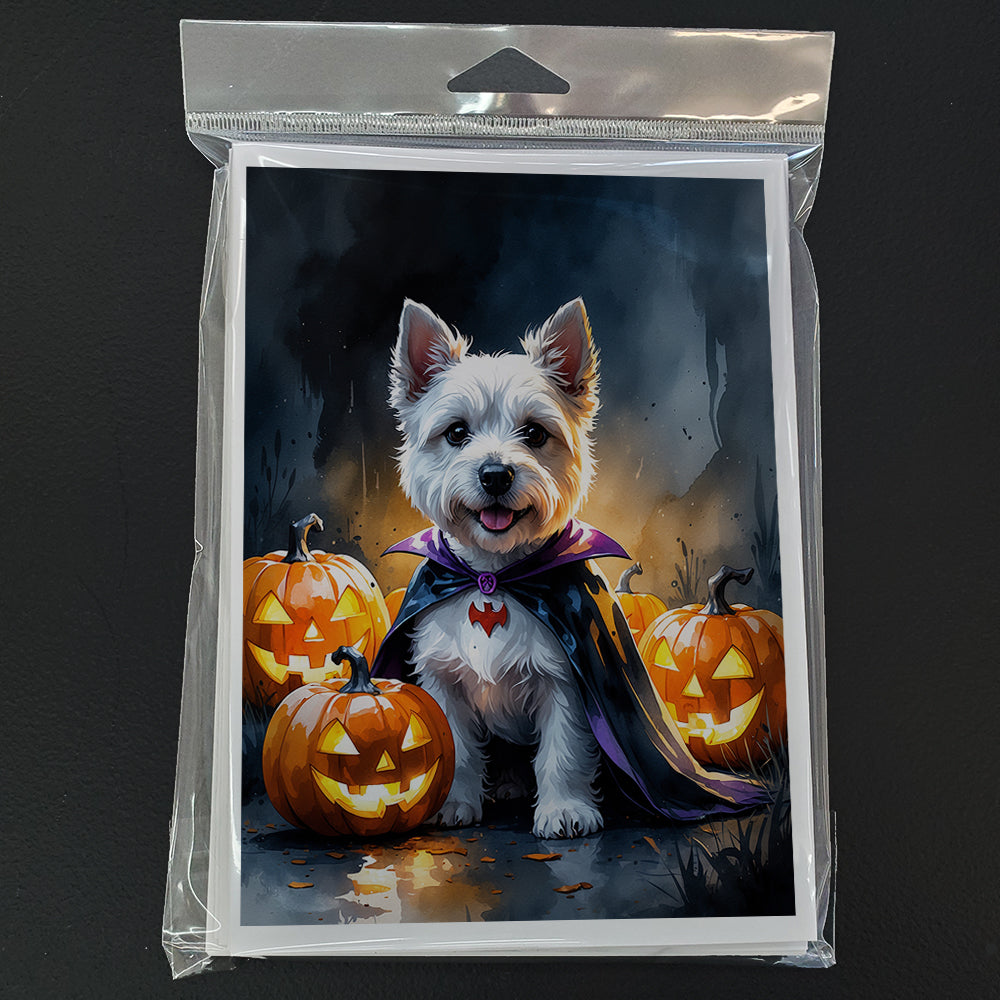 Westie Spaniel Puppy Halloween Greeting Cards Pack of 8