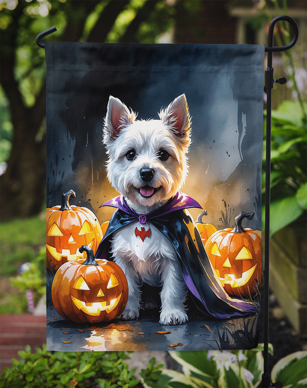Westie Spaniel Puppy Halloween Garden Flag