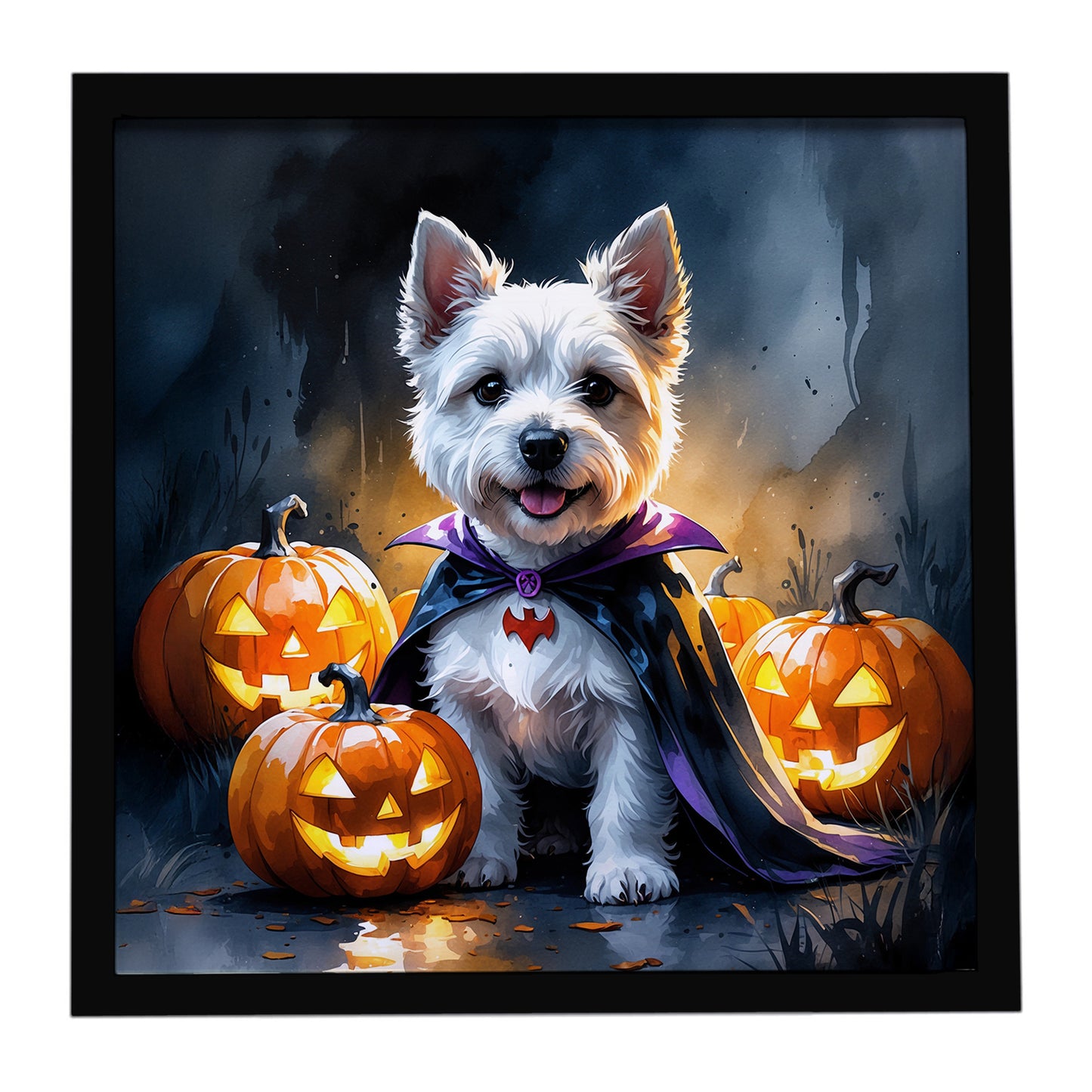 Buy this Westie Spaniel Puppy Halloween Framed Metal Print