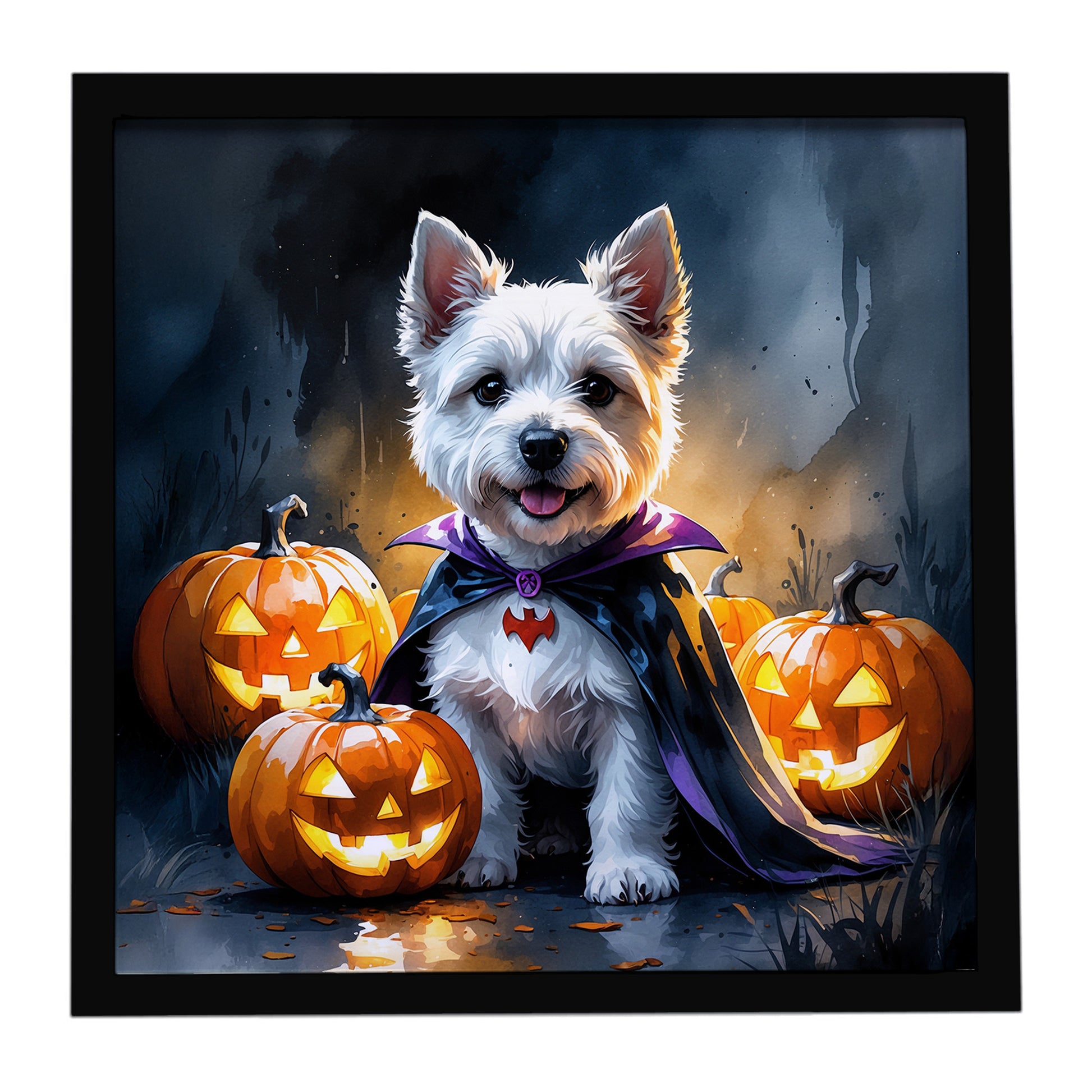 Buy this Westie Spaniel Puppy Halloween Framed Metal Print