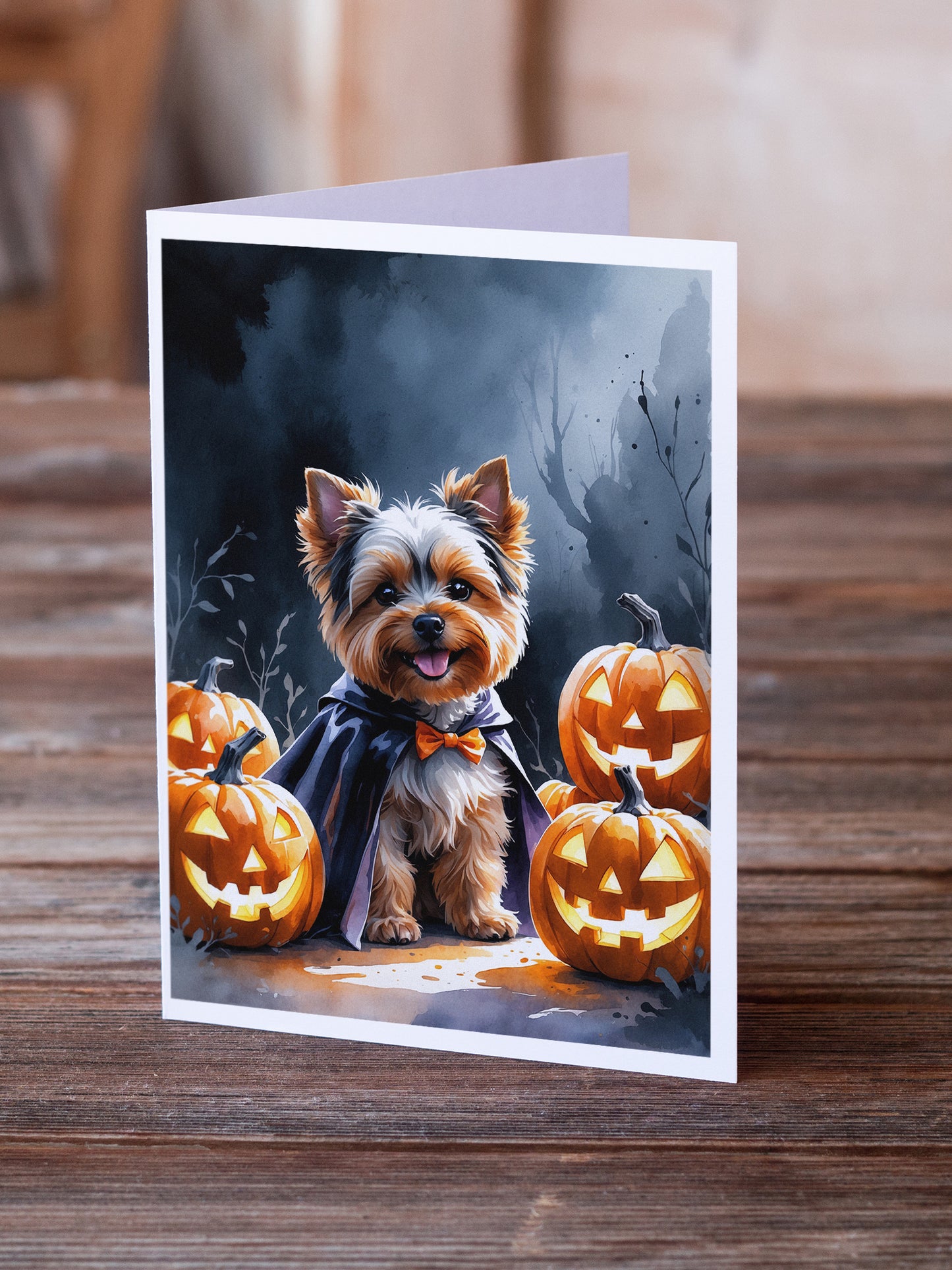 Yorkshire Terrier Puppy Halloween Greeting Cards Pack of 8