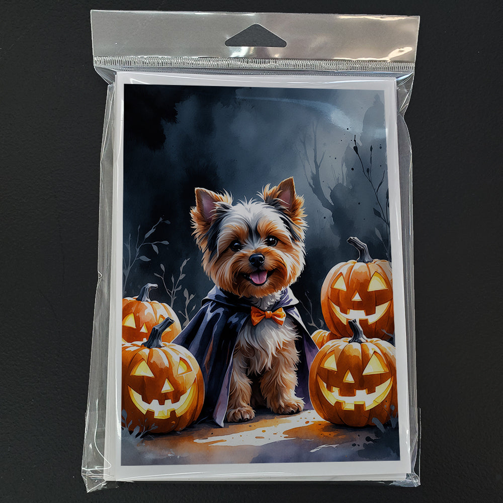 Yorkshire Terrier Puppy Halloween Greeting Cards Pack of 8