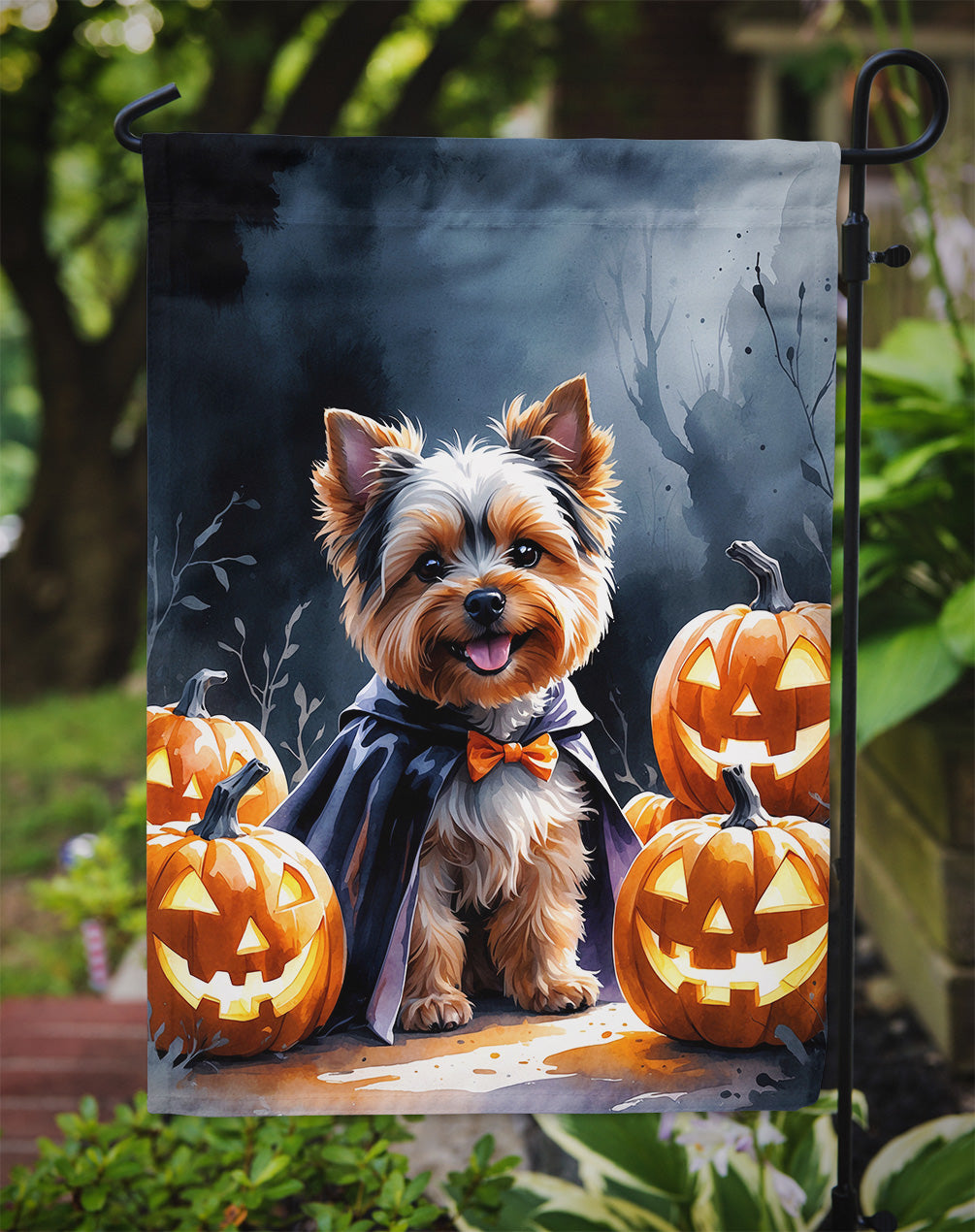 Yorkshire Terrier Puppy Halloween Garden Flag