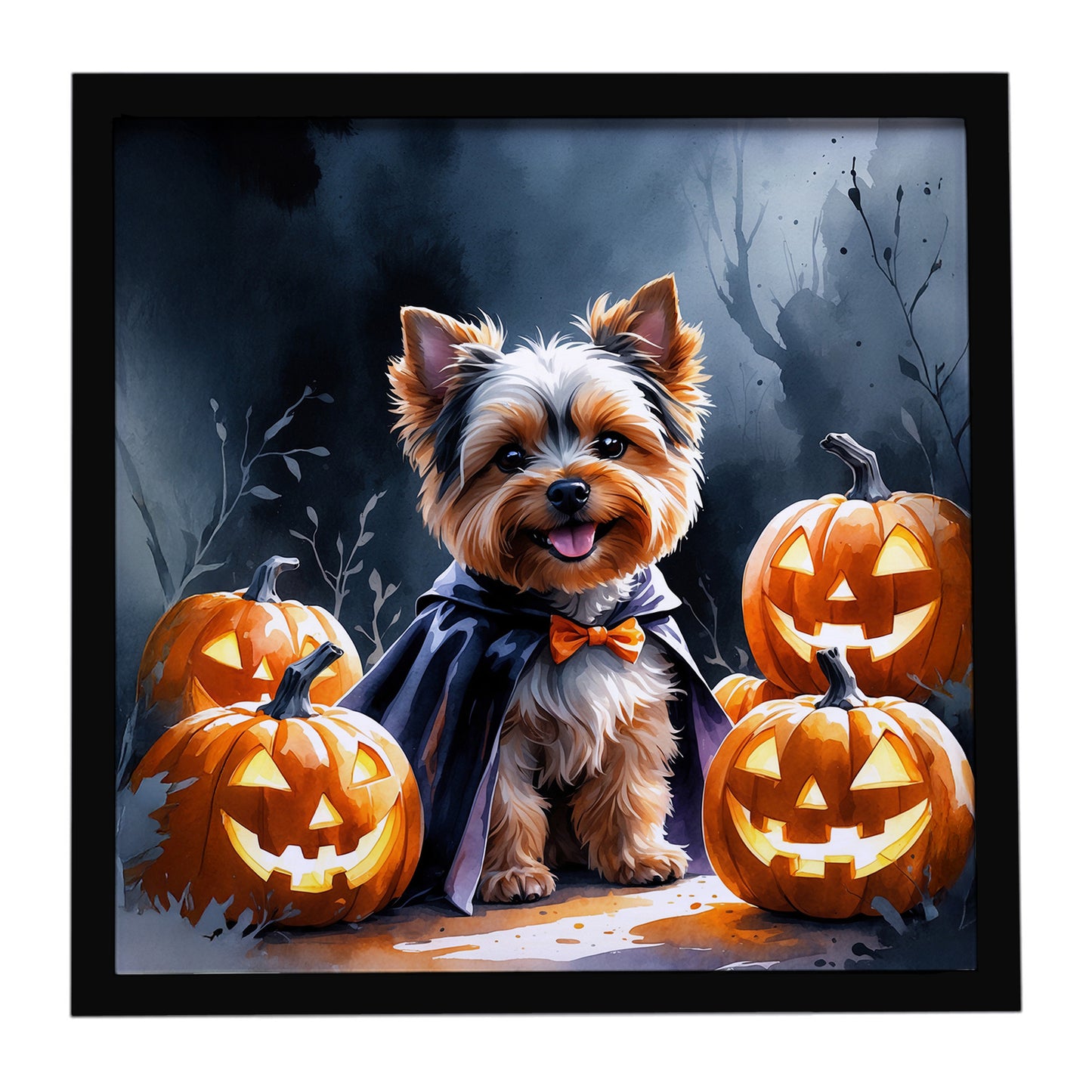 Buy this Yorkshire Terrier Puppy Halloween Framed Metal Print