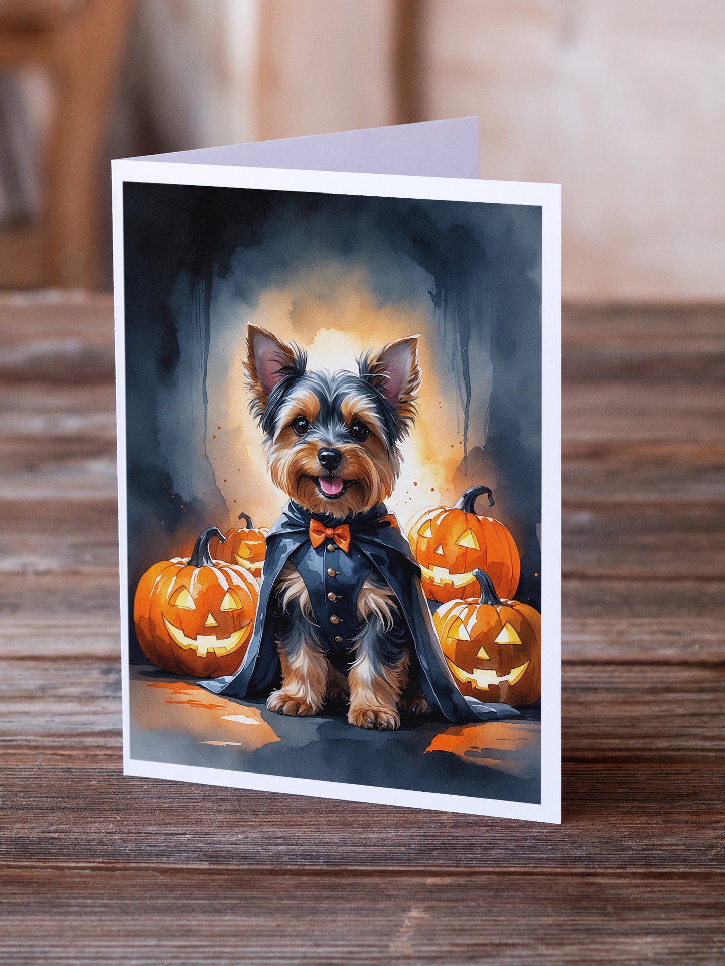Yorkshire Terrier Yorkie Puppy Halloween Greeting Cards Pack of 8